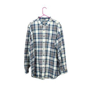 L.L. Bean Men's Blue and White Plaid Button-Down Shirt